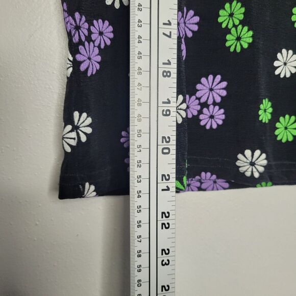 Vintage 90s Pia 70s vibe flower print short sleeve stretch quirky top size med - Picture 6 of 7
